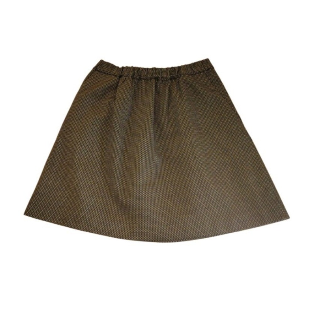 Madewell Skirt Woman XS Gold Black Jacquard Mini Lined Zip Elastic Waist Pleated